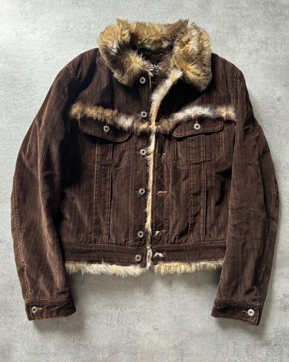 FW2001 Dolce & Gabbana Fur Striped Corduroy Jacket (M) - 4