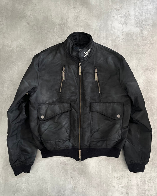 Armani Black Washed Drift Bomber Jacket (M) - 1