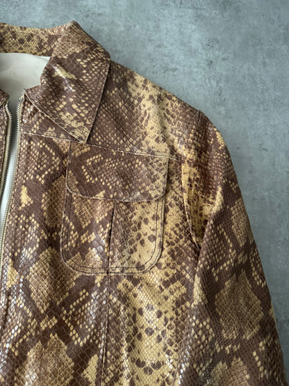 Cavalli Varnished Python Leather Camel Jacket (M) - 8