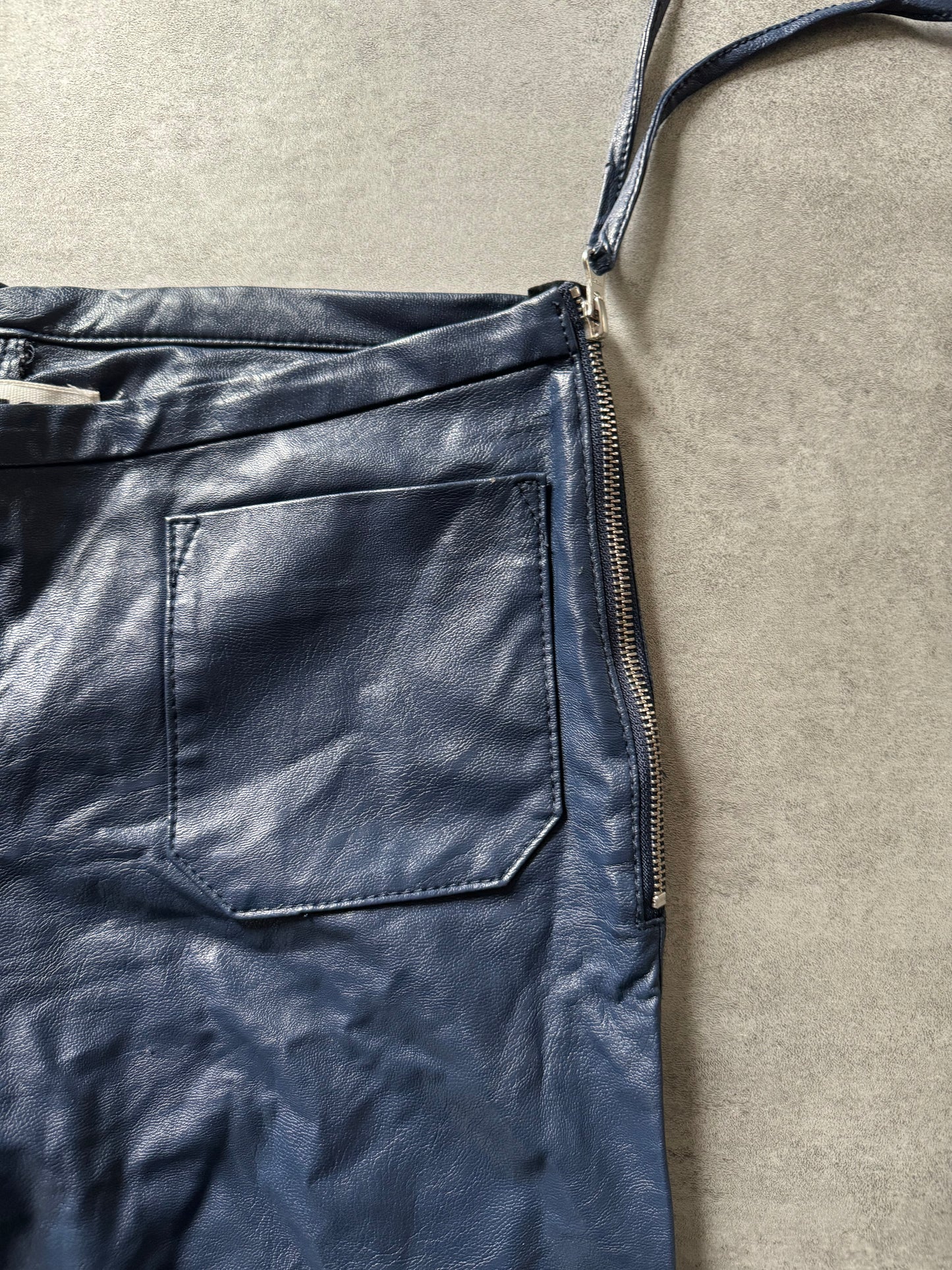 AW2016 Maison Margiela Blue Leather Flared Pants  (M) - 8