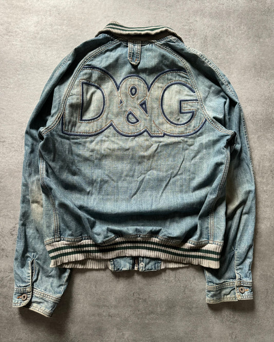 SS2005 Dolce & Gabbana Stonewash Logo Denim Jacket (L) - 1