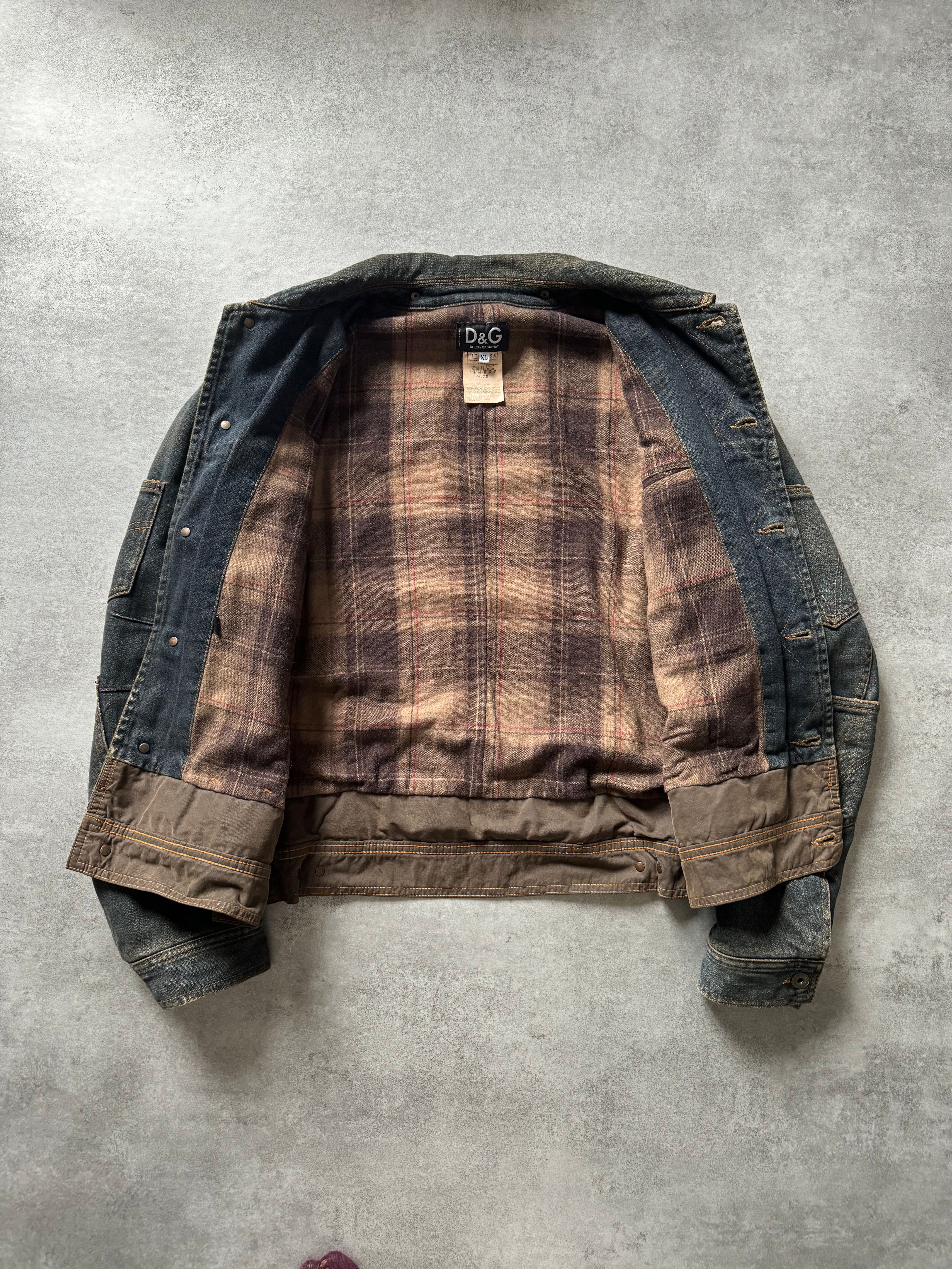 AW2003 Dolce & Gabbana Double Waisted multi Pockets Denim Jacket (L) - 7
