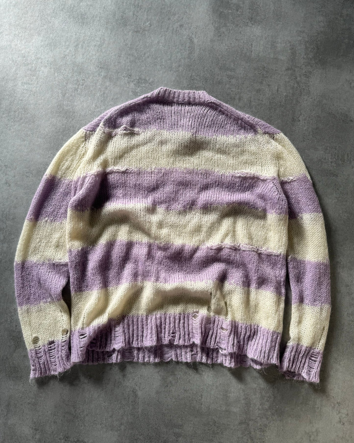 Acne Studios White & Purple Distressed Sweater (M) - 2