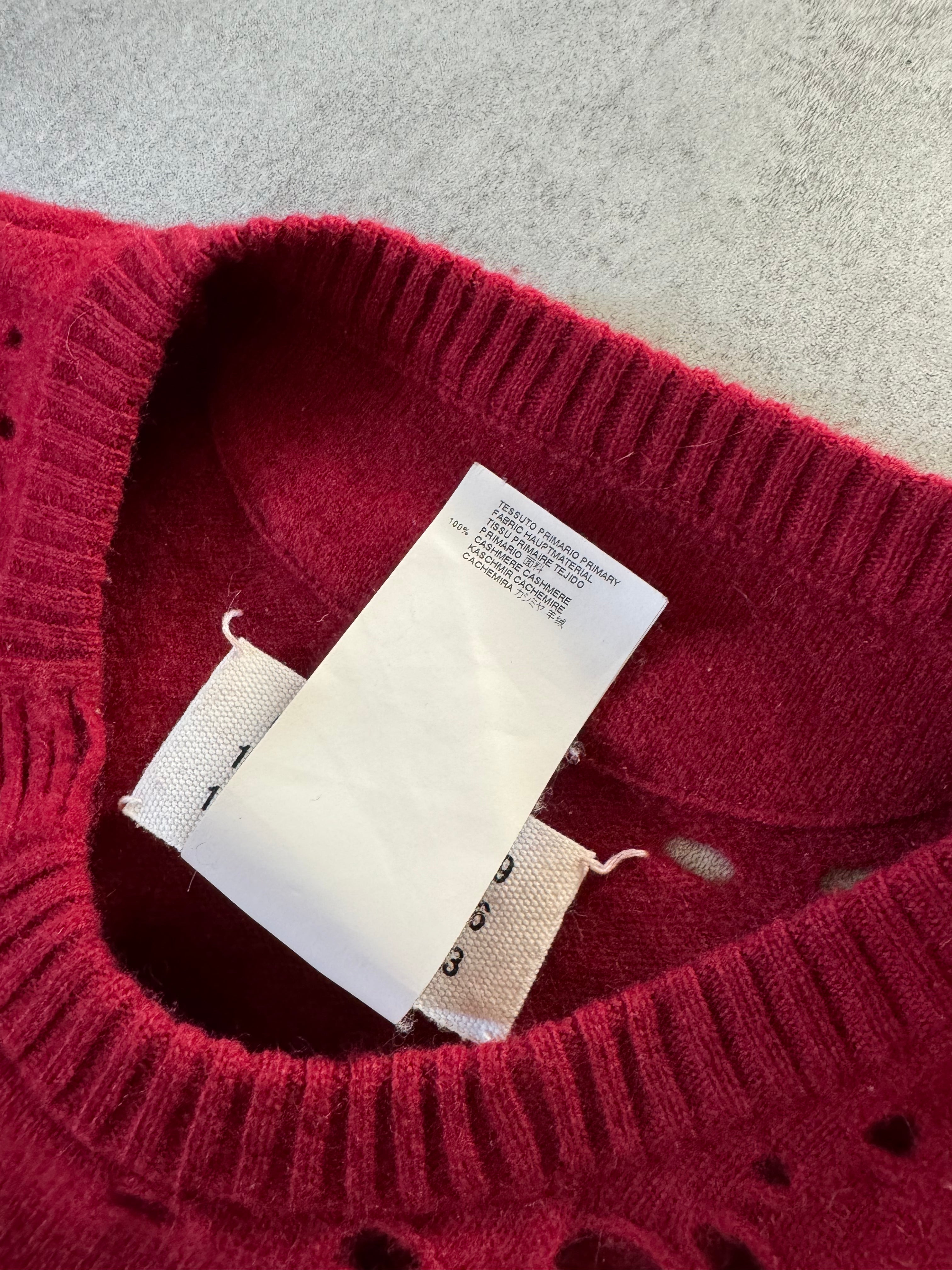 AW2015 Maison Margiela Red Distressed Cashmere Sweater (S) - 7