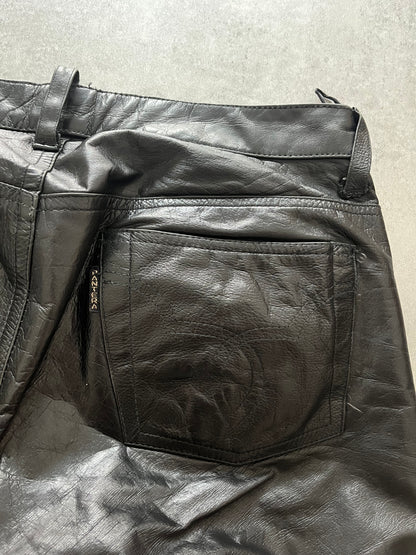 1990s Pantera Black Rocker Leather Pants (M) - 5