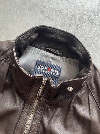 2000s' Jean Paul Gaultier Brown Civil Leather Jacket (M) (M) - 4