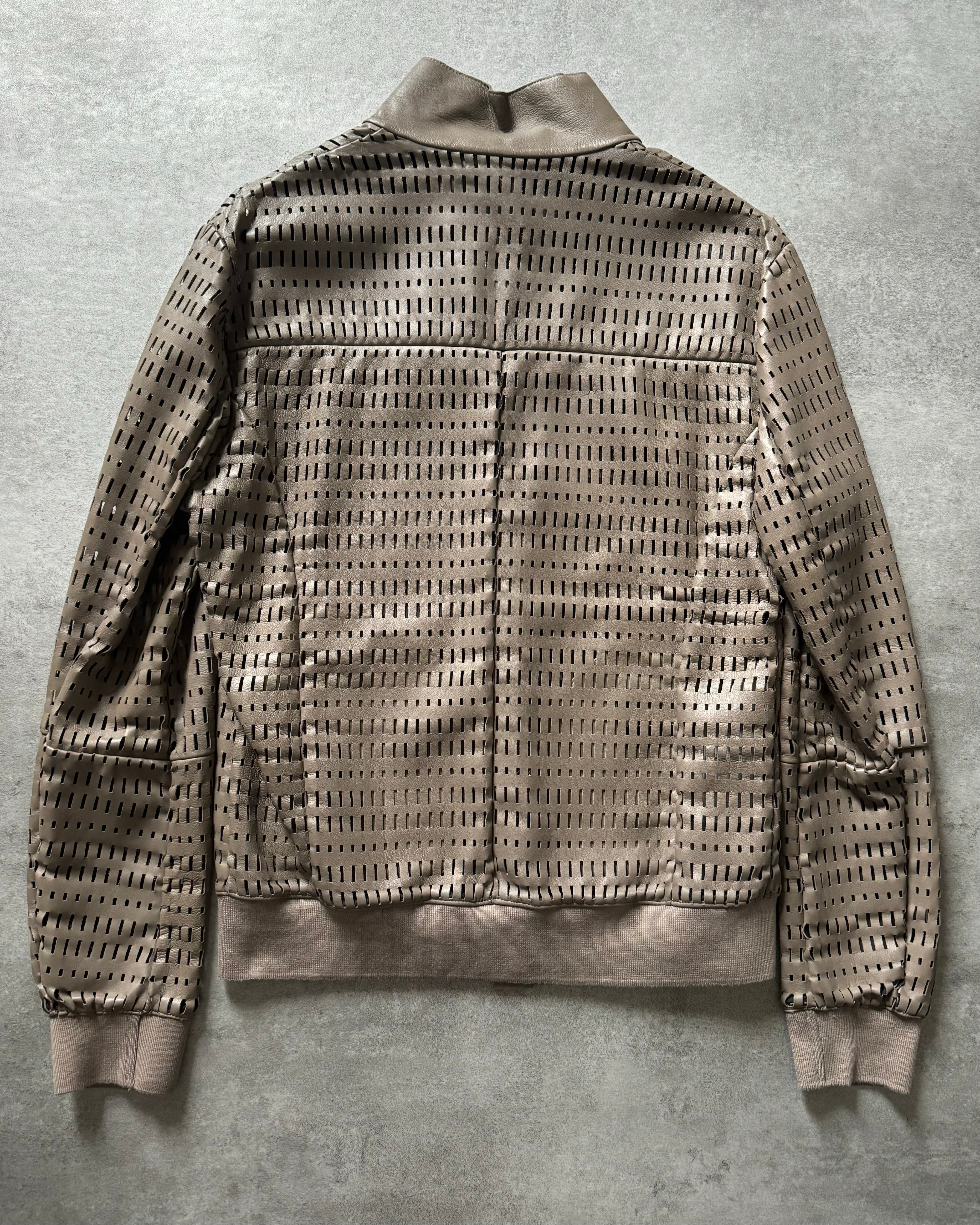 SS2013 Emporio Armani Net Lamb Leather Jacket (M) - 2