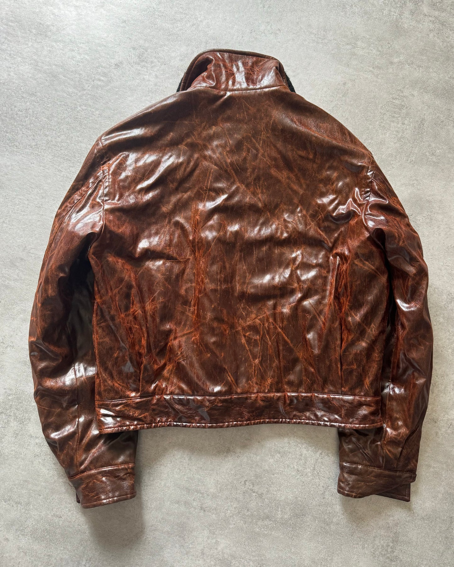 2000s Moschino Enigmatic Brown Eroded Bomber Jacket (M) - 2