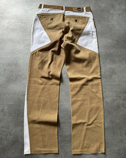 SS2004 Just Cavalli Geometrical Relaxed Tricolor Beige White Pants (S) - 2