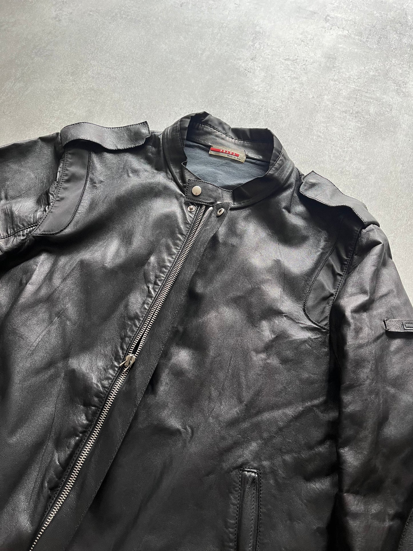 1990s Prada Black Archive Leather Jacket (S/M) (M) - 8