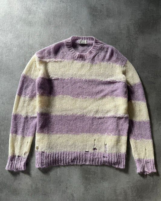 Acne Studios White & Purple Distressed Sweater (M) - 1