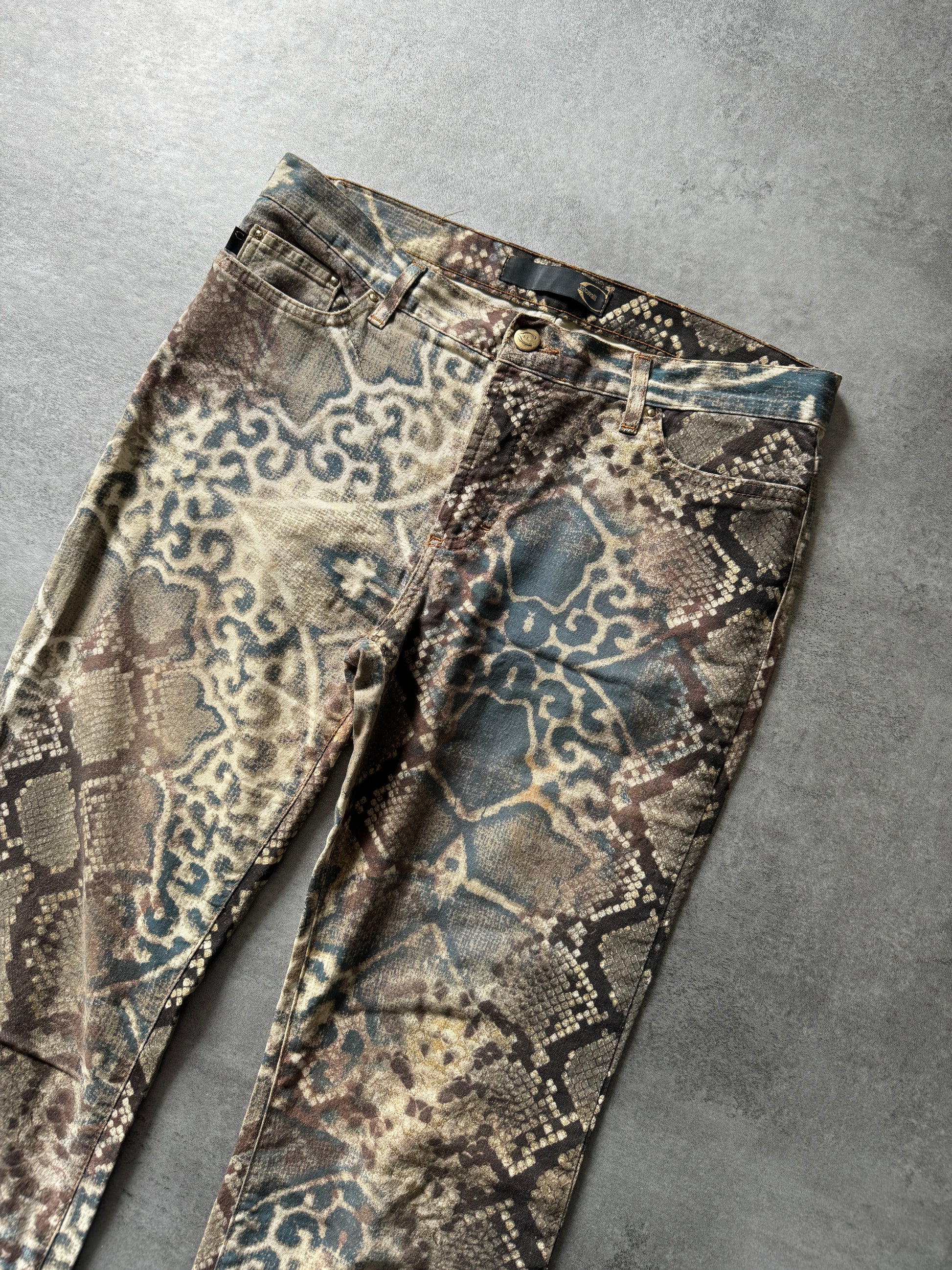 SS2006 Cavalli Mozaic Python Eroded Pants (S) - 7