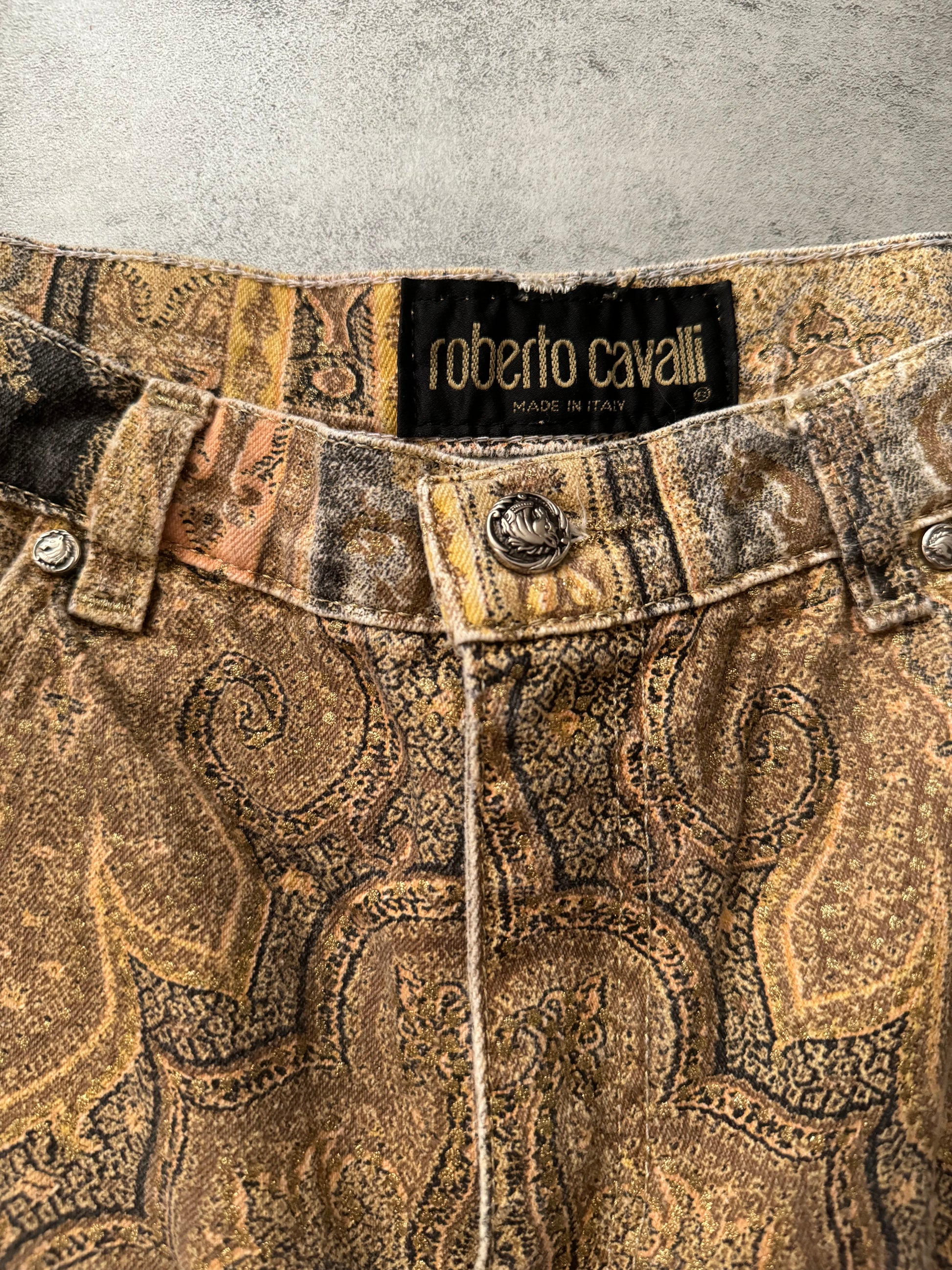 AW1998 Roberto Cavalli Royal Camel Arabic Mozaic Pants (S) - 7
