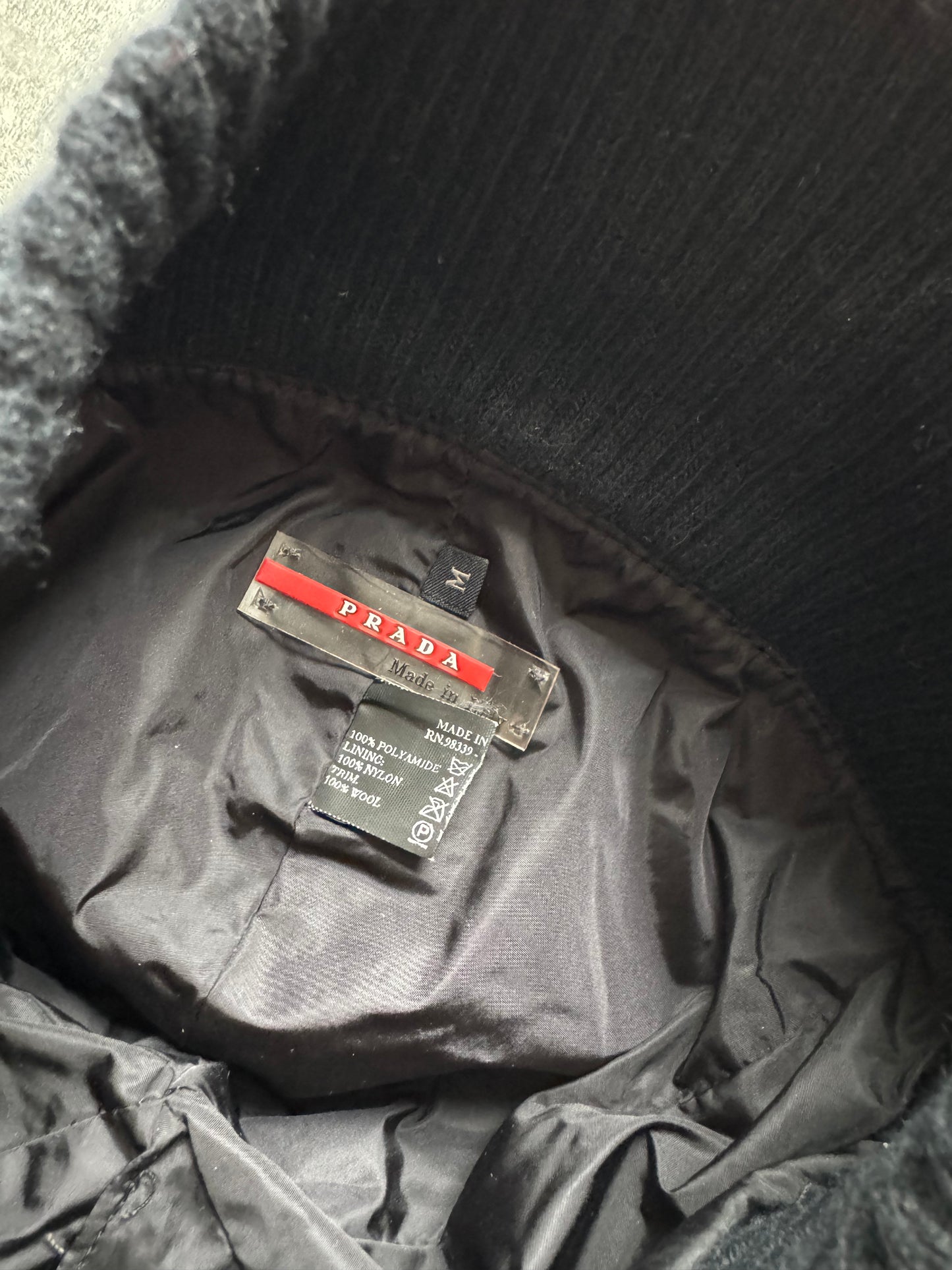 AW2001 Prada Black Wool Protect Nylon Cap  (OS) - 8