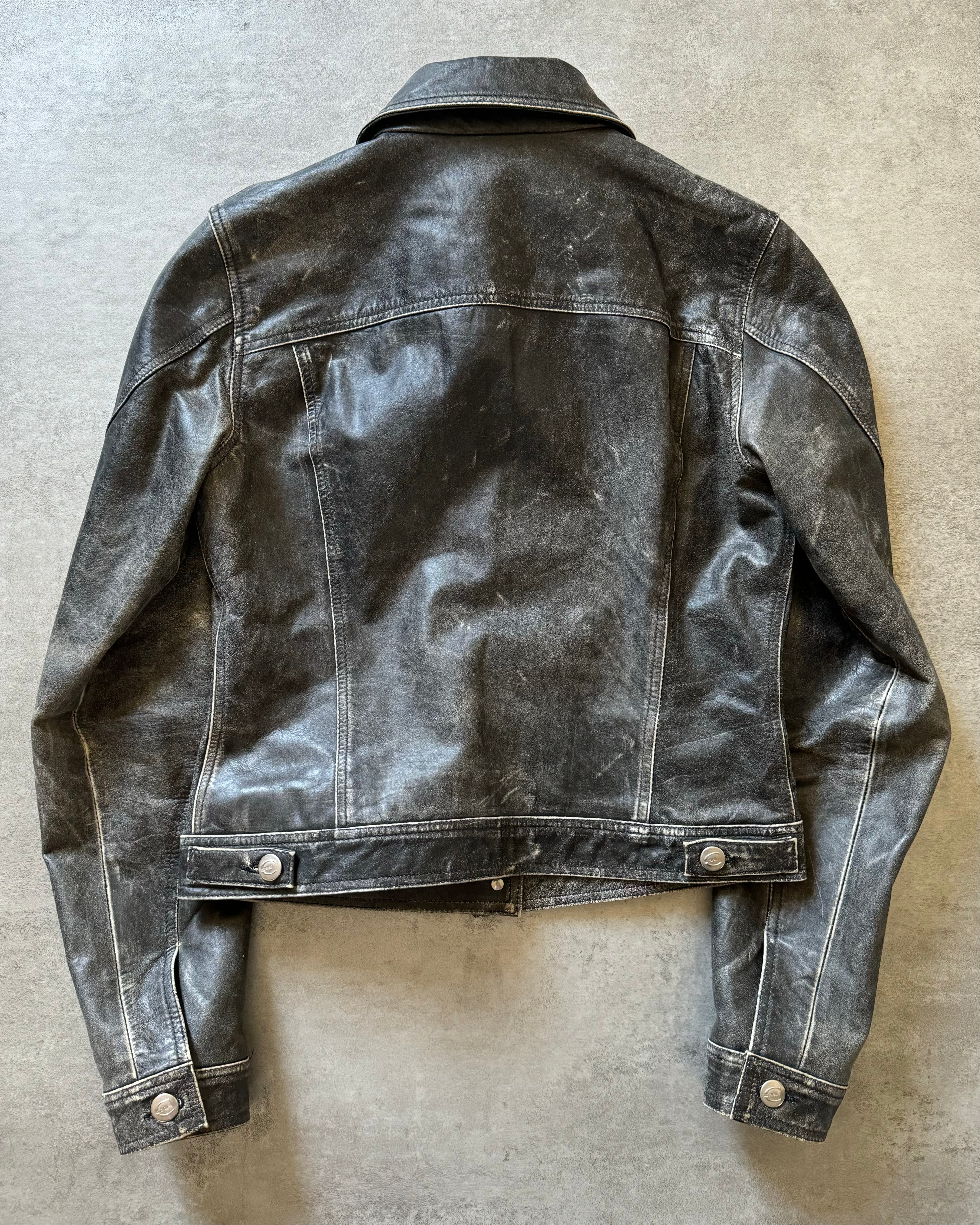 2000s Cavalli Brut Raw Leather Jacket (S) - 4