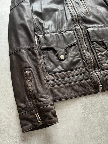 2000s' Jean Paul Gaultier Brown Civil Leather Jacket (M) (M) - 9
