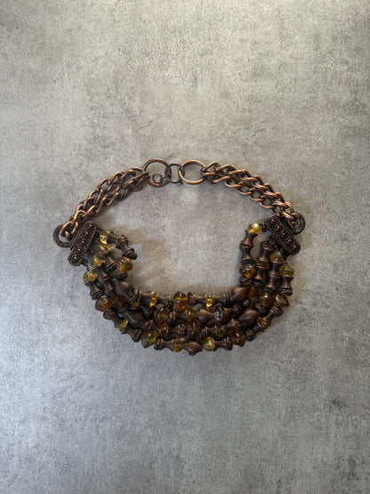 SS1994 Jean Paul Gaultier Masai Platinum Bronze & Amber Resin Necklace (OS) - 6