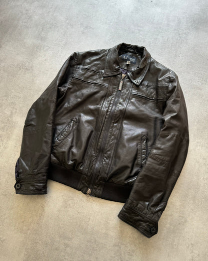 2000s Armani Black Rocky Leather Jacket  (M) - 2