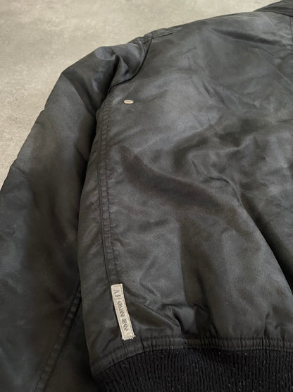 Armani Black Washed Drift Bomber Jacket (M) - 4