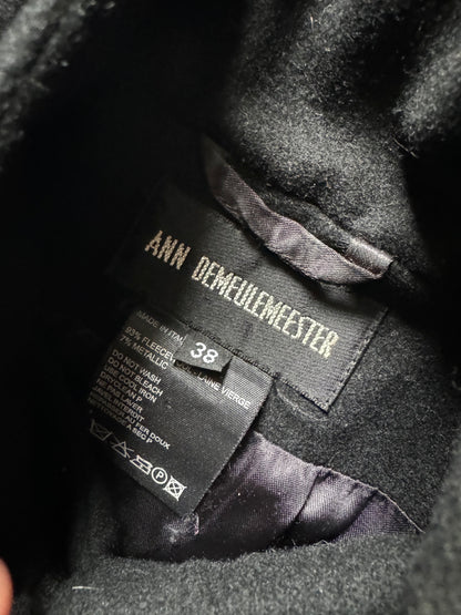 AW2009 Ann Demeulemeester Black Asymmetrical Wool Jacket  (XS) - 7