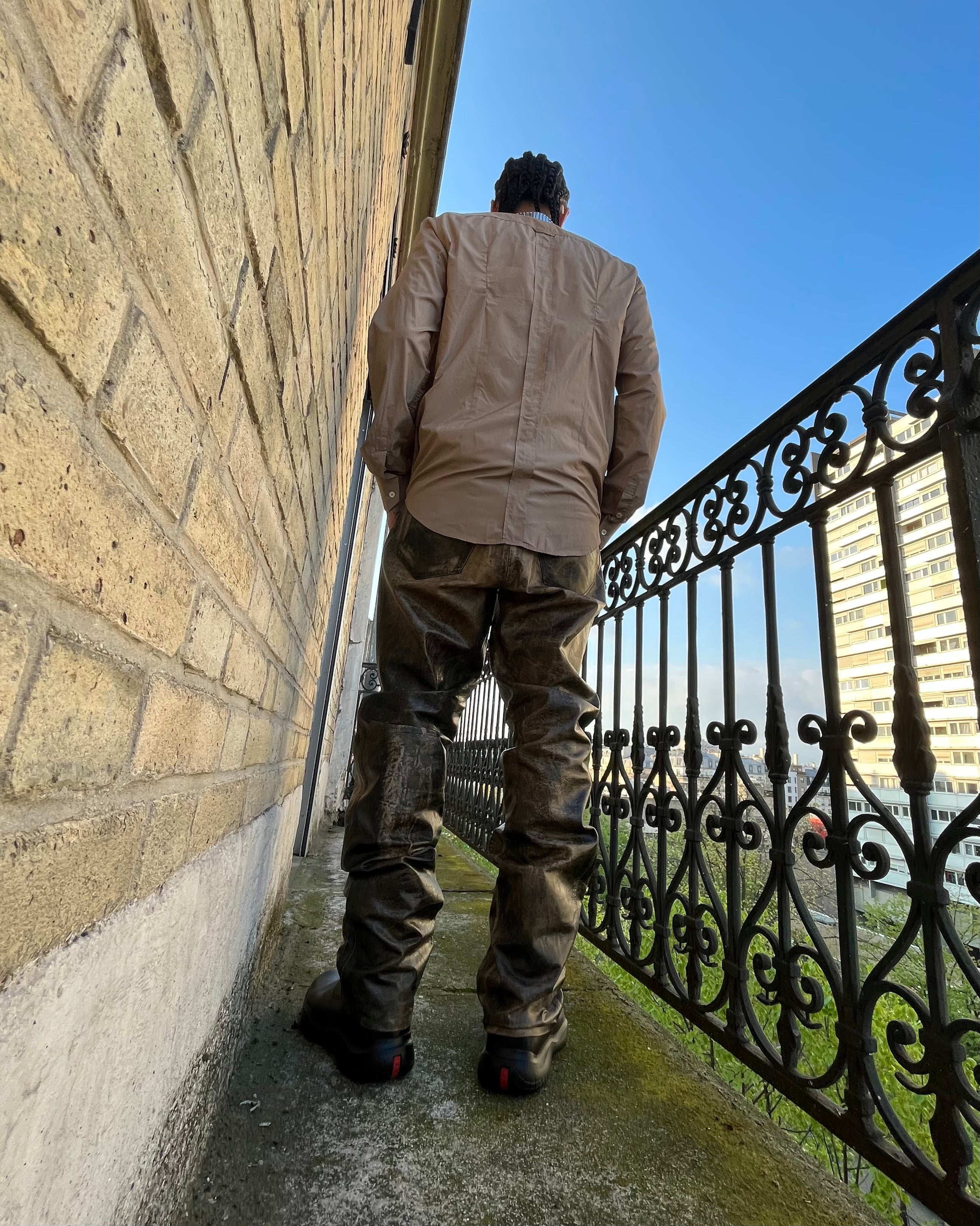 00s Roberto Cavalli ブリガンド マーブルレザーパンツ (L)