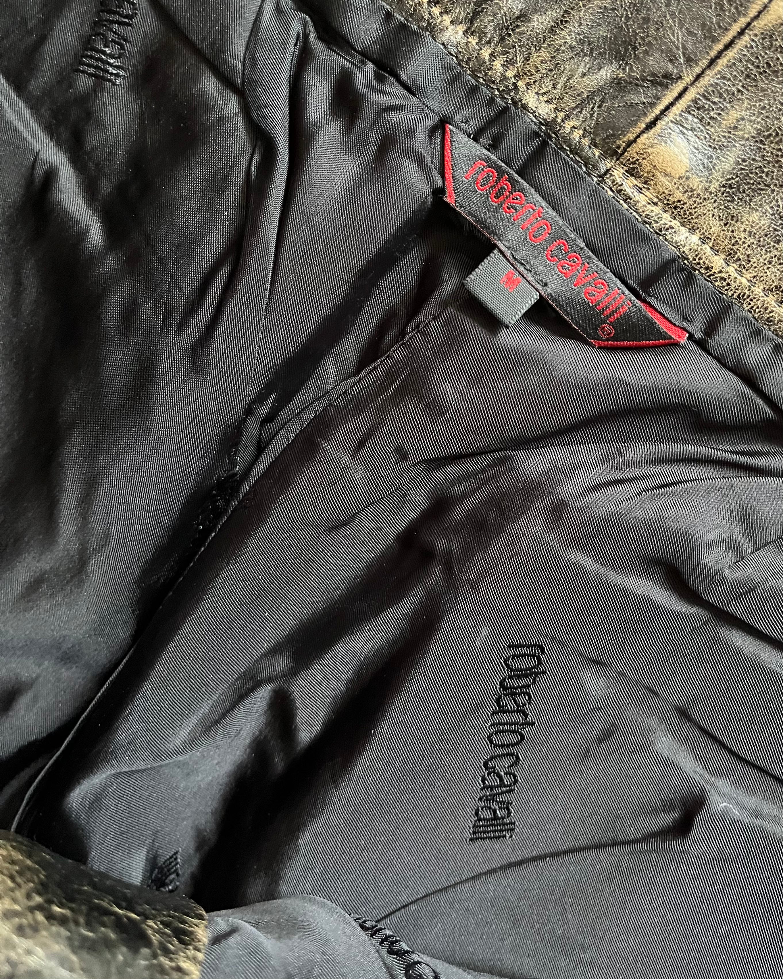 00s Roberto Cavalli ブリガンド マーブルレザーパンツ (L)