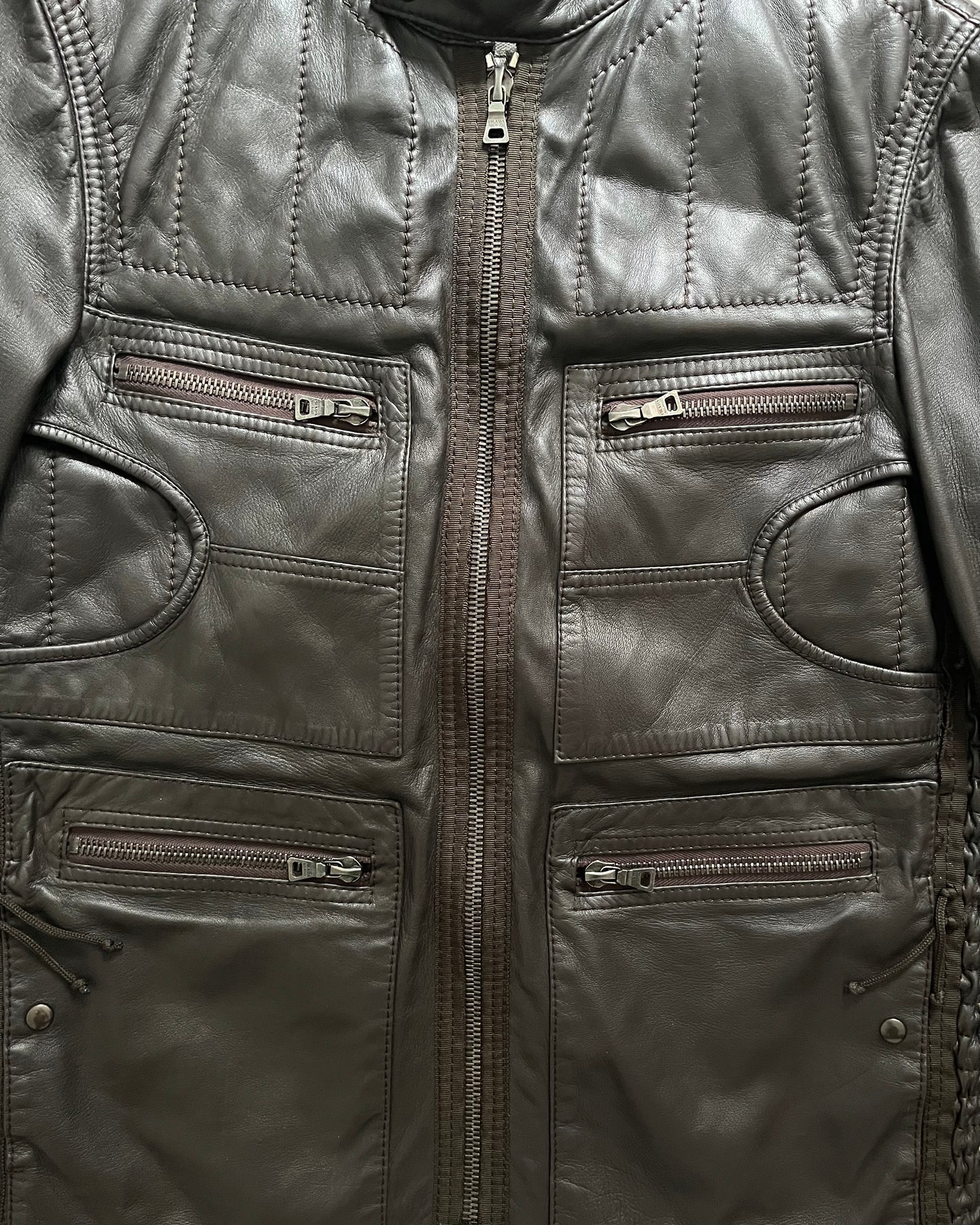 00s Prada Biker Chocolate Leather Jacket (M)