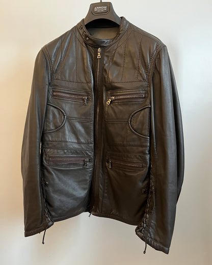 00s Prada Biker Chocolate Leather Jacket (M)