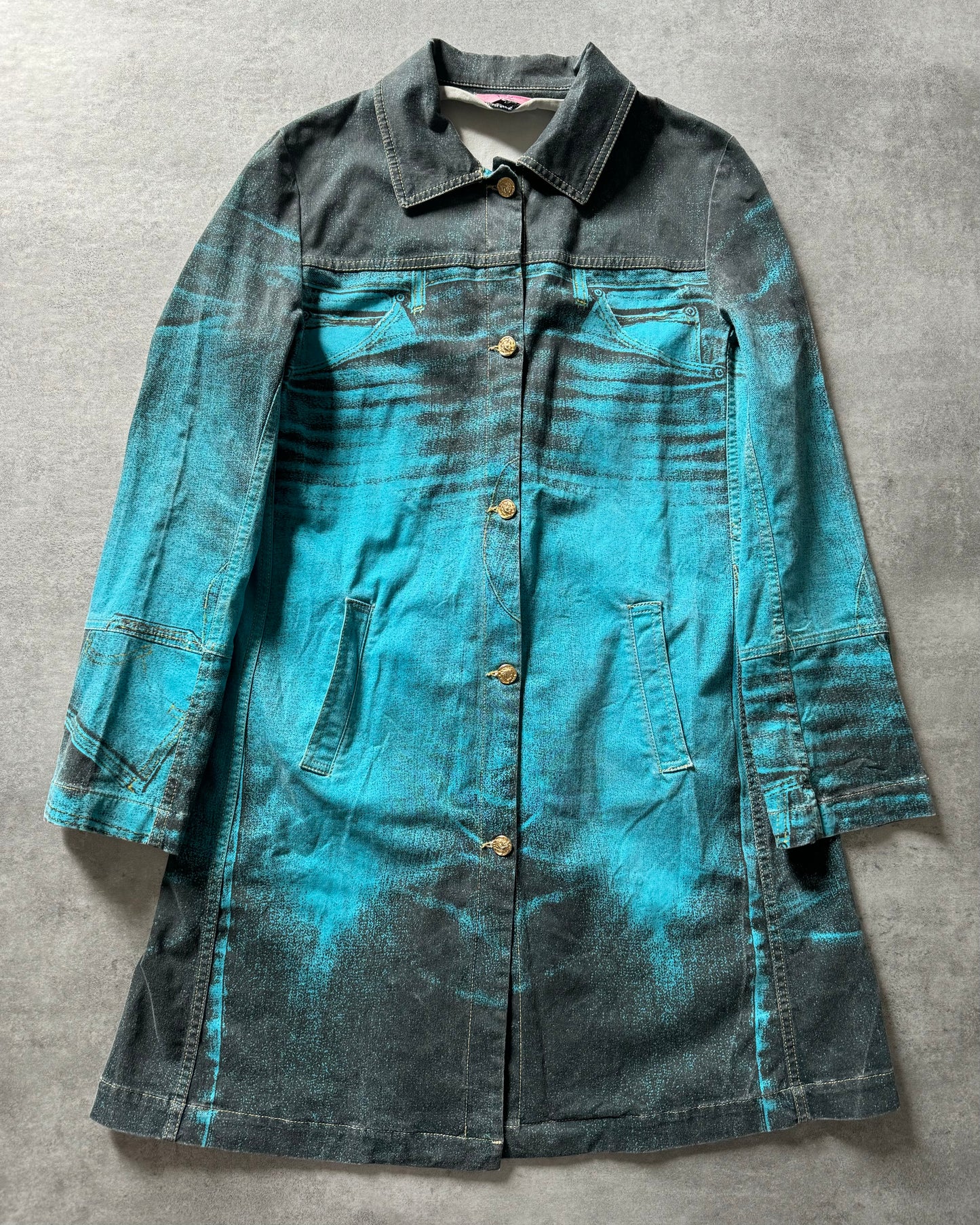 AW2003 Roberto Cavalli Trompe l'oeil Pockets Blue Jacket (S) - 1