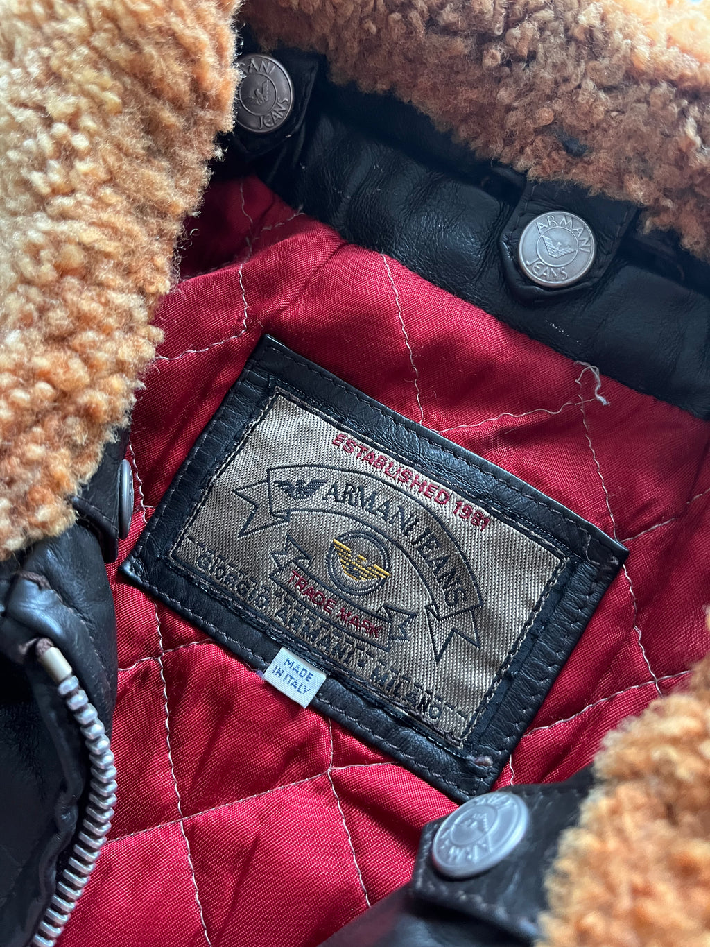 1980s Giorgio Armani Leather Bomber Jacket (M) - 8