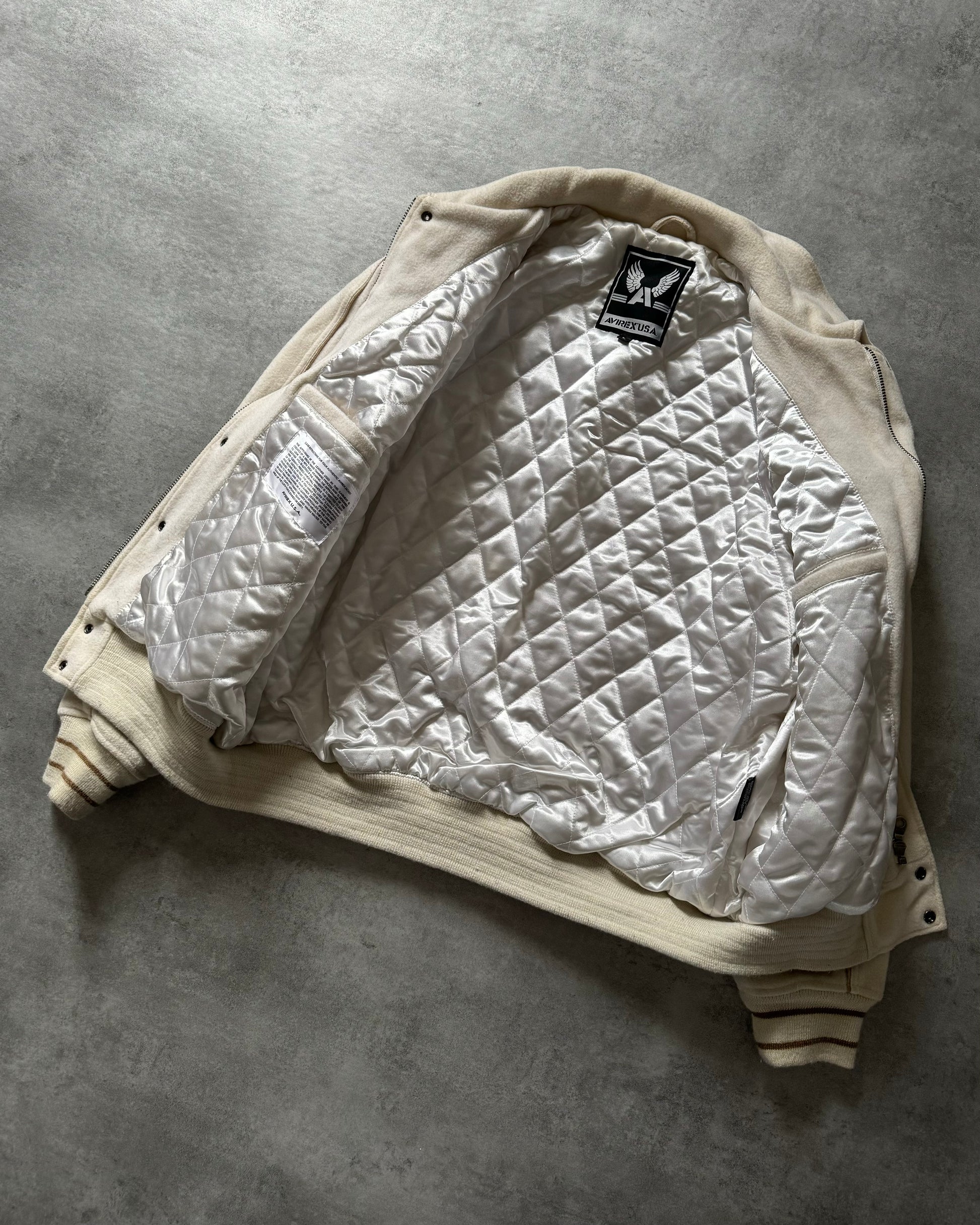 1980s Avirex Creamy Wool New-York Varsity Jacket  (L) - 8