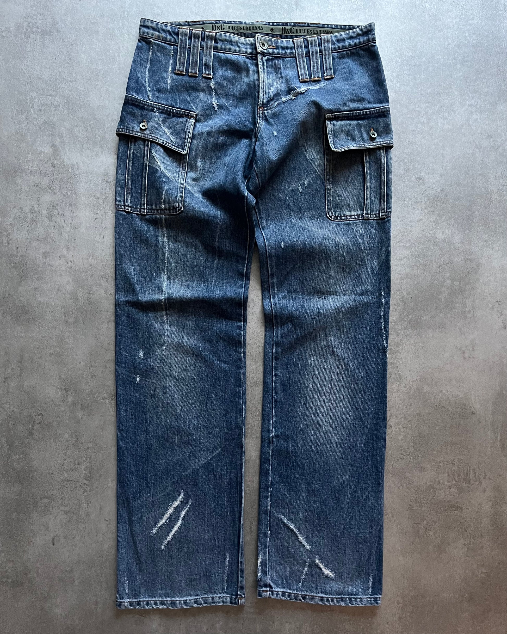 SS2004 Dolce & Gabbana Faded Cargo Denim Jeans (L)  (L) - 1