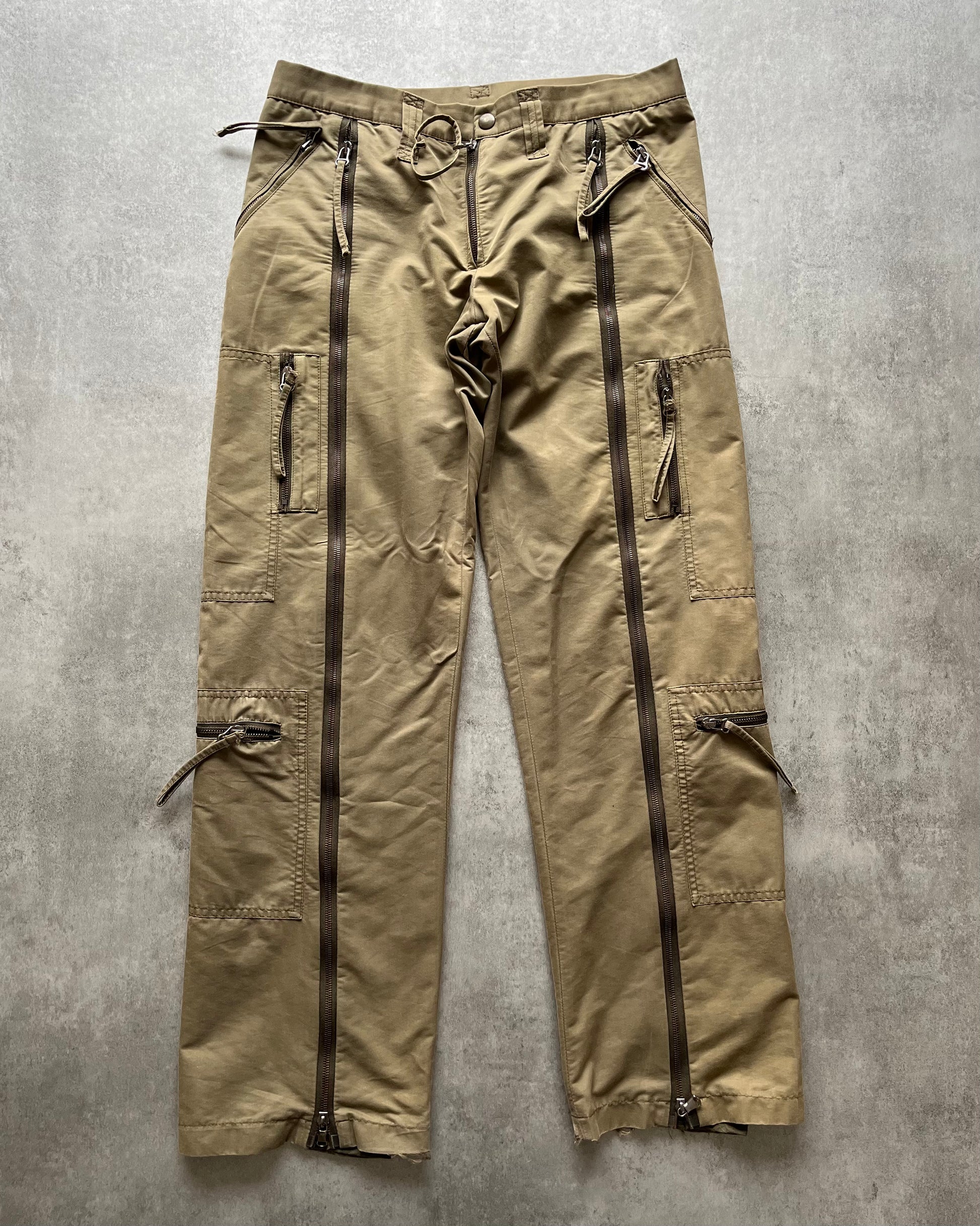 AW2005 Daniele Alessandrini Full Zip Olive Cargo Pants  (M) - 4