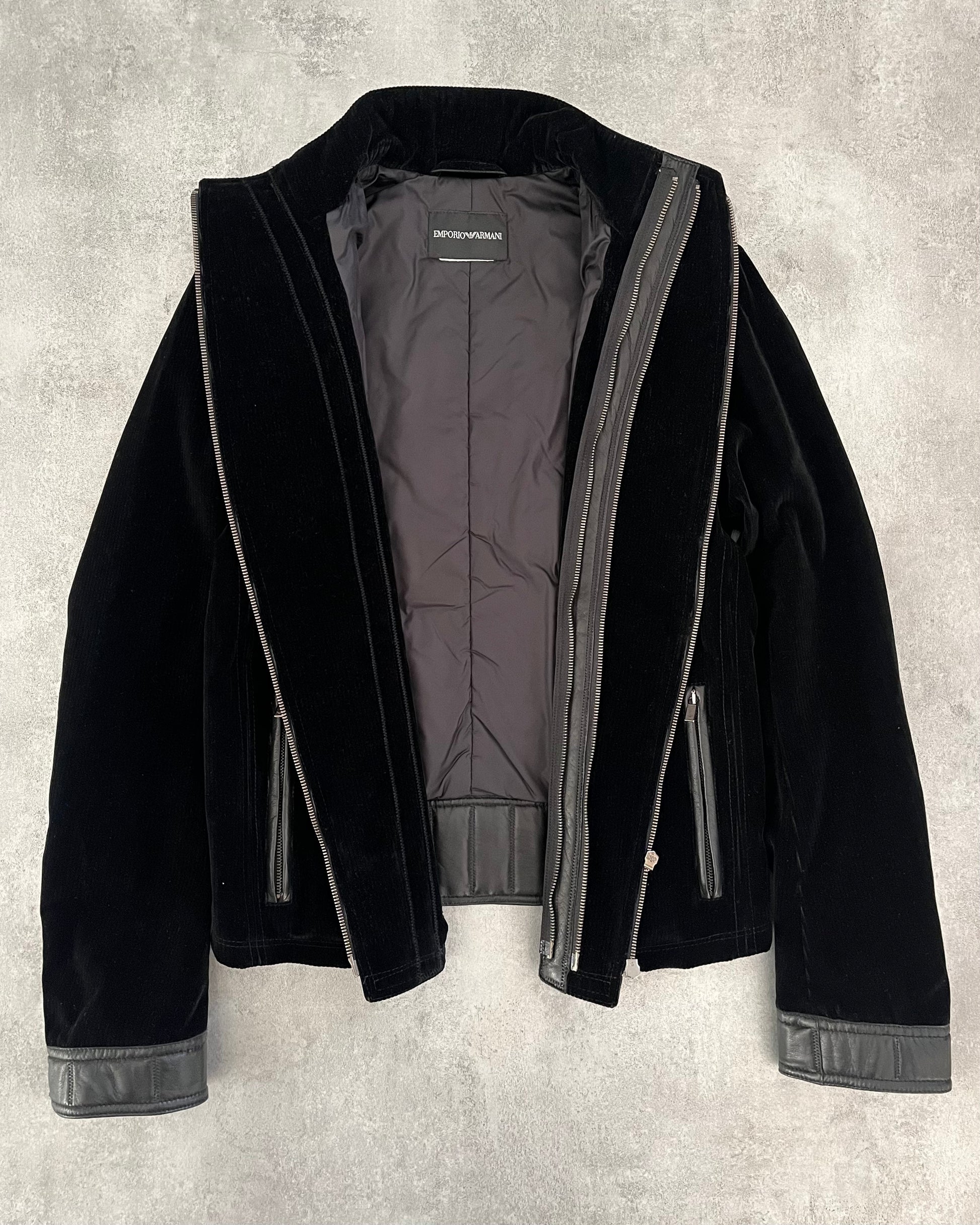 AW2011 Emporio Armani Dark Velvet Multi Zips Jacket (M) - 6