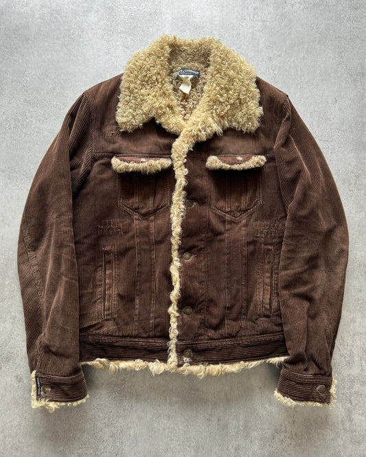 1990s Dolce & Gabbana Brown Scares Cozy Rug Jacket (M) - 1