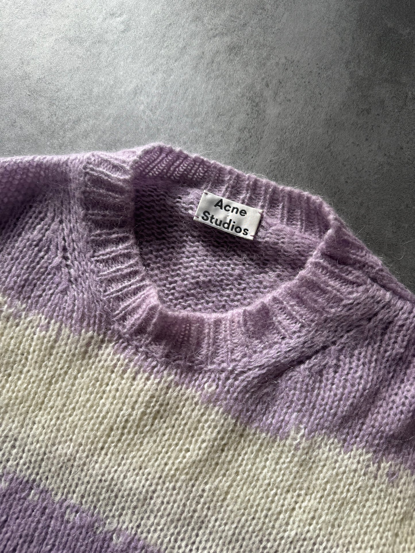 Acne Studios White & Purple Distressed Sweater (M) - 4