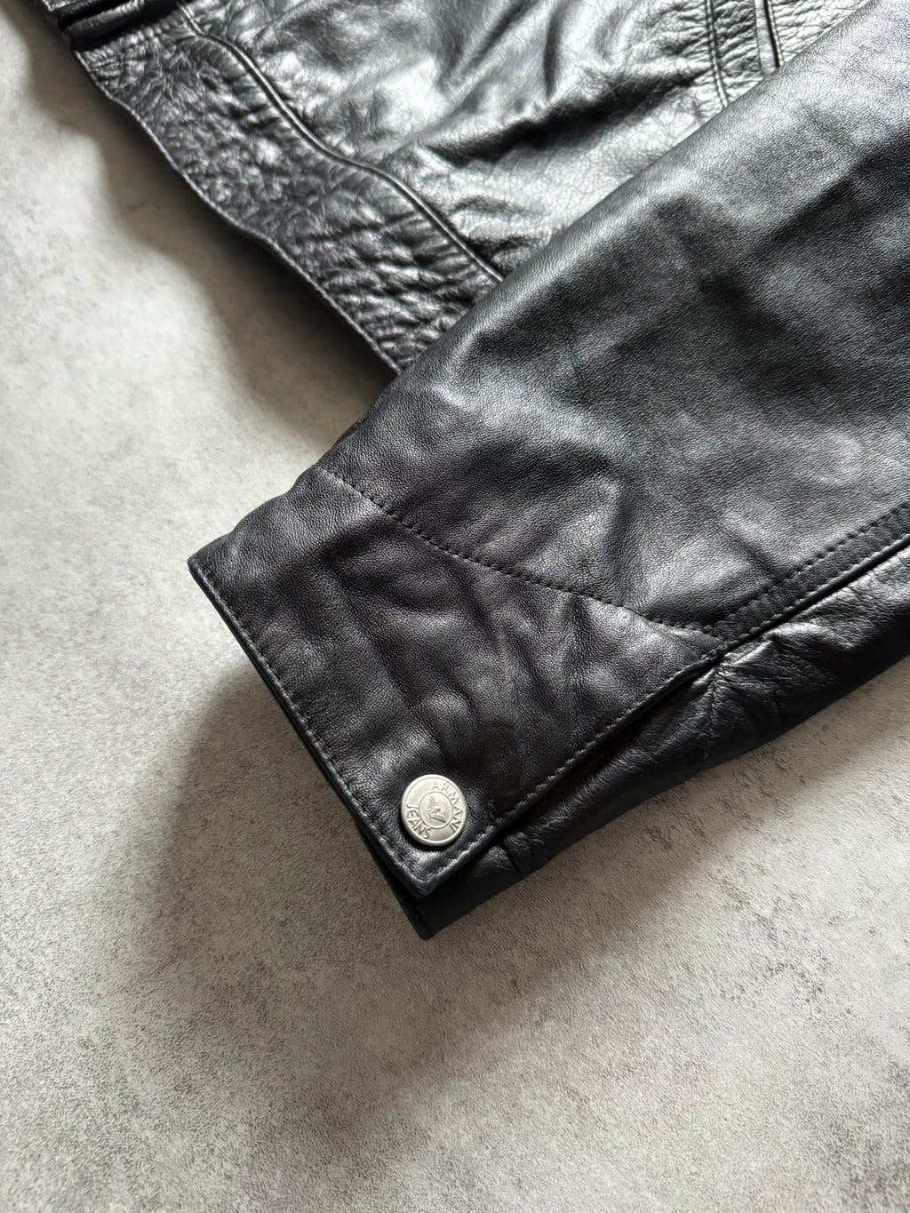 1990s Armani Pragmatic Black Leather Jacket  (L) - 6