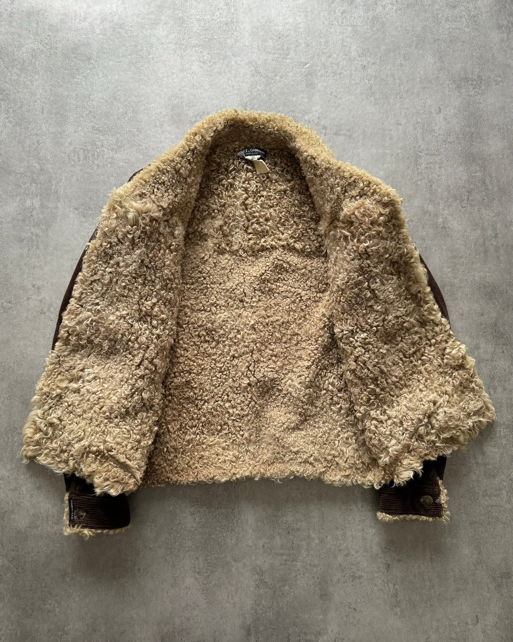 1990s Dolce & Gabbana Brown Scares Cozy Rug Jacket (M) - 2