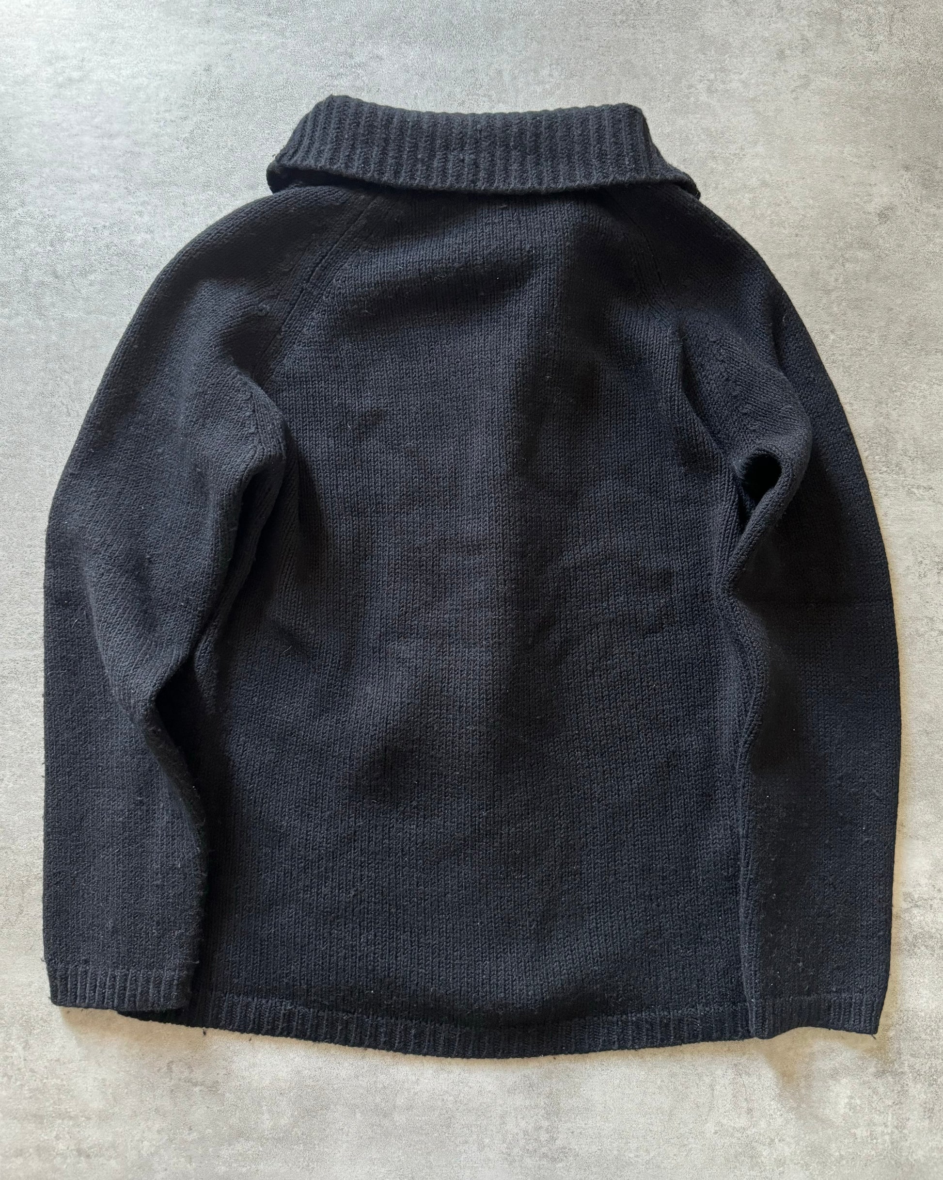 AW2011 Emporio Armani Asymmetrical Collar Wool Navy Sweater (M) - 4