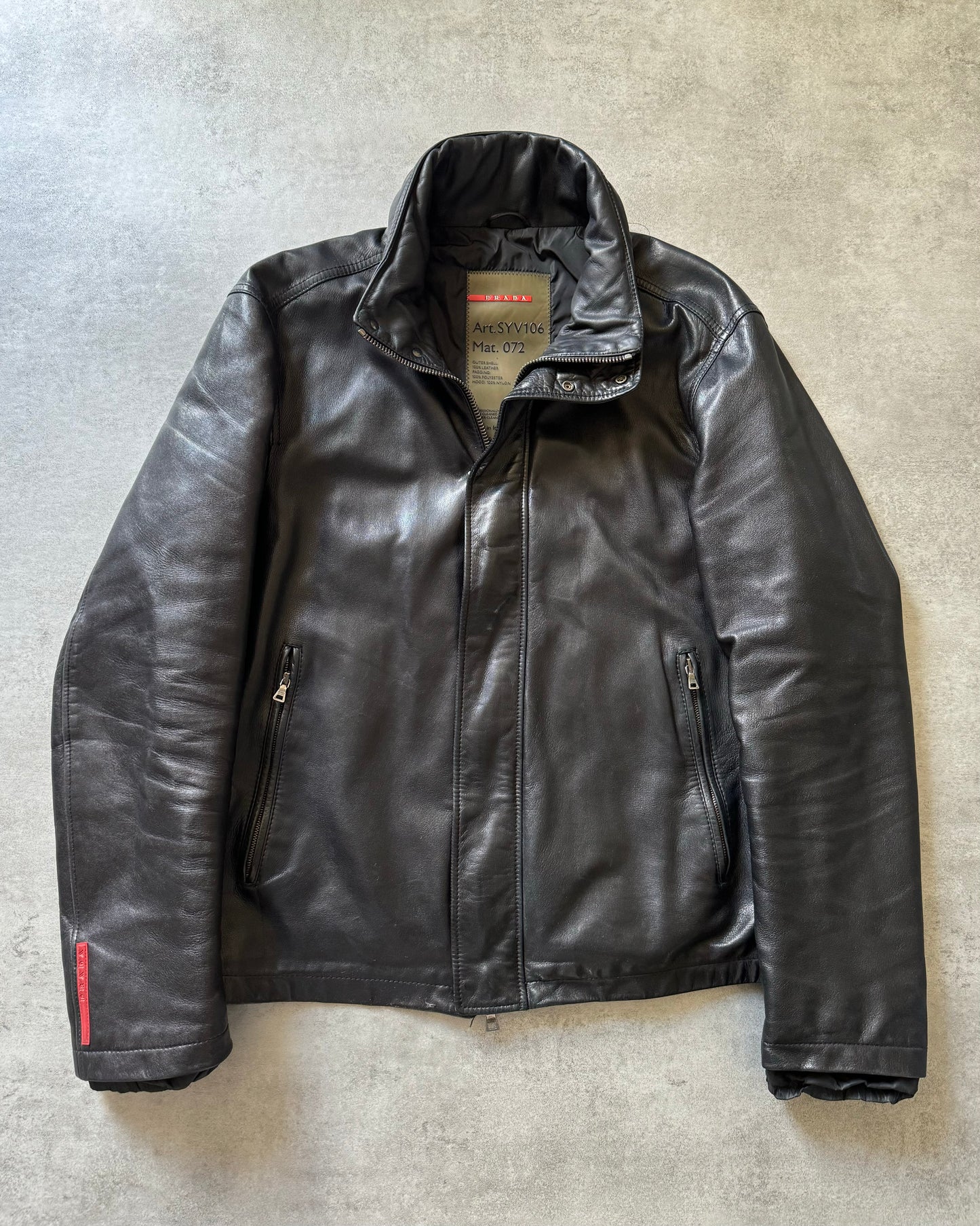 2000s Prada Brut Sport Leather Biker Jacket (L) - 4