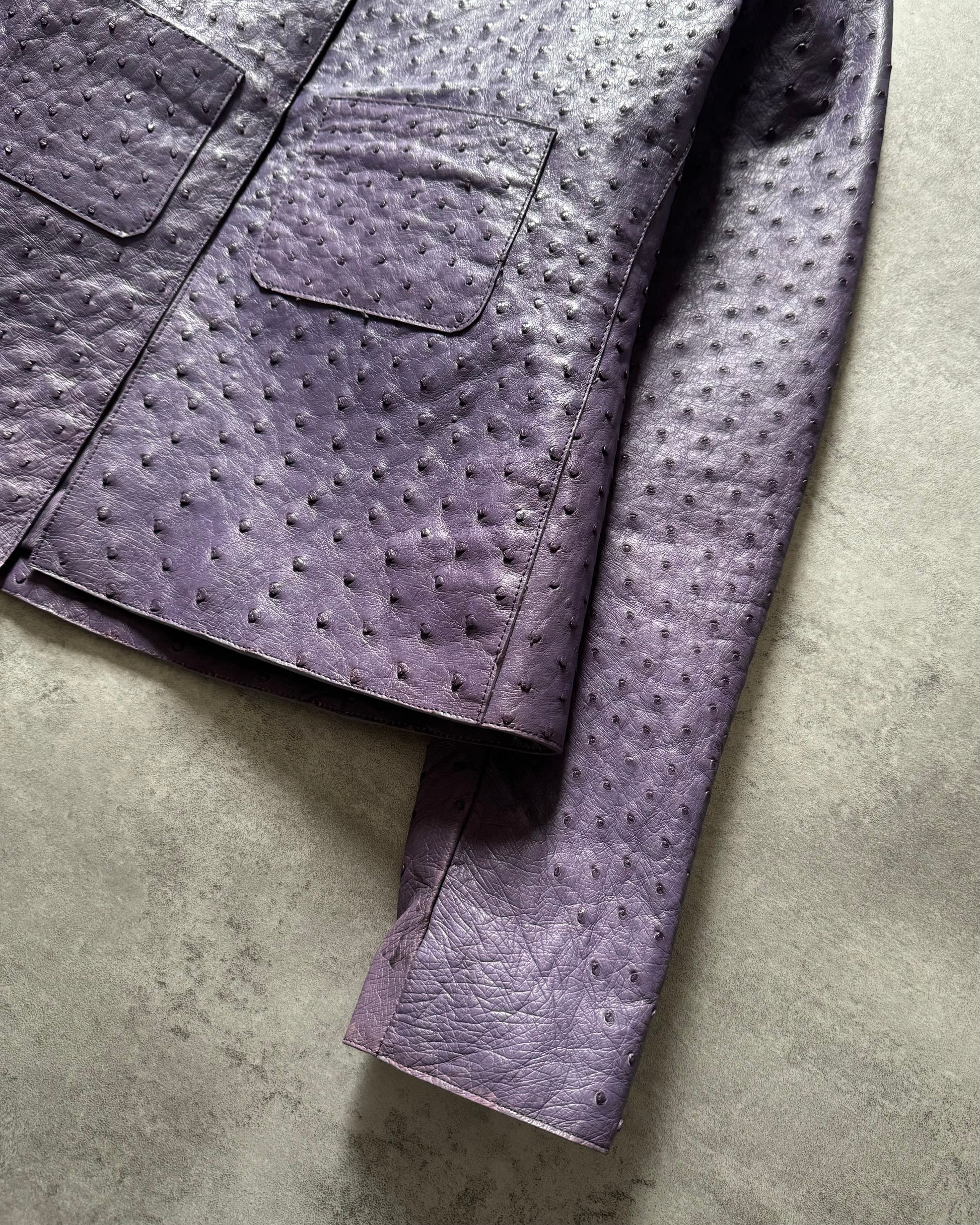 SS2000 Prada Purple Ostrich Leather Jacket (S) - 7