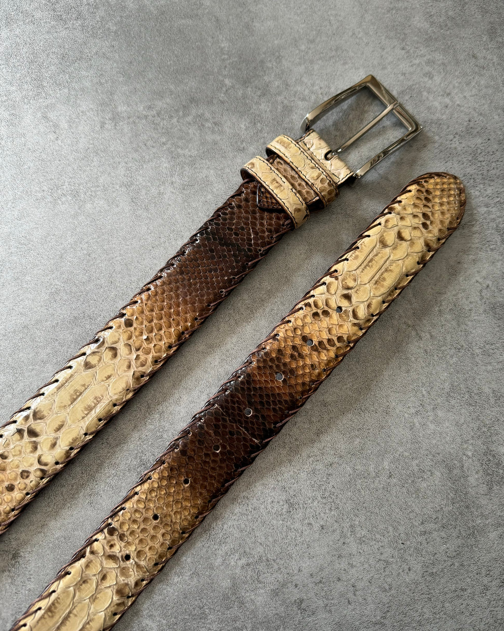 Marco Rettili Artisanal Milanese Sahar Python Leather Belt (OS) - 1