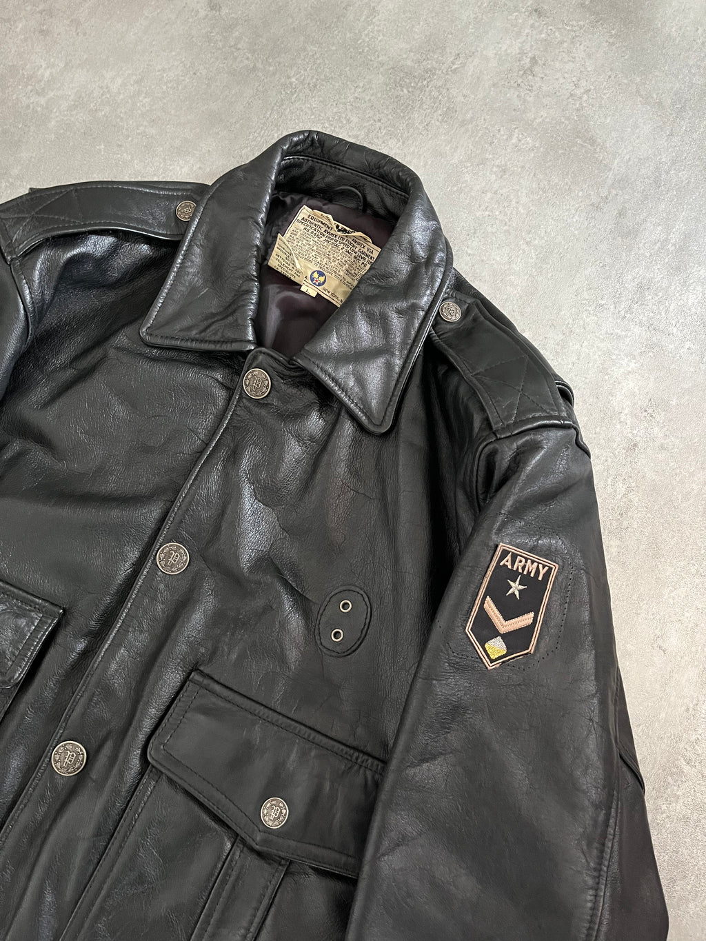 1990s Avirex Army New-York Leather Jacket (L) - 8