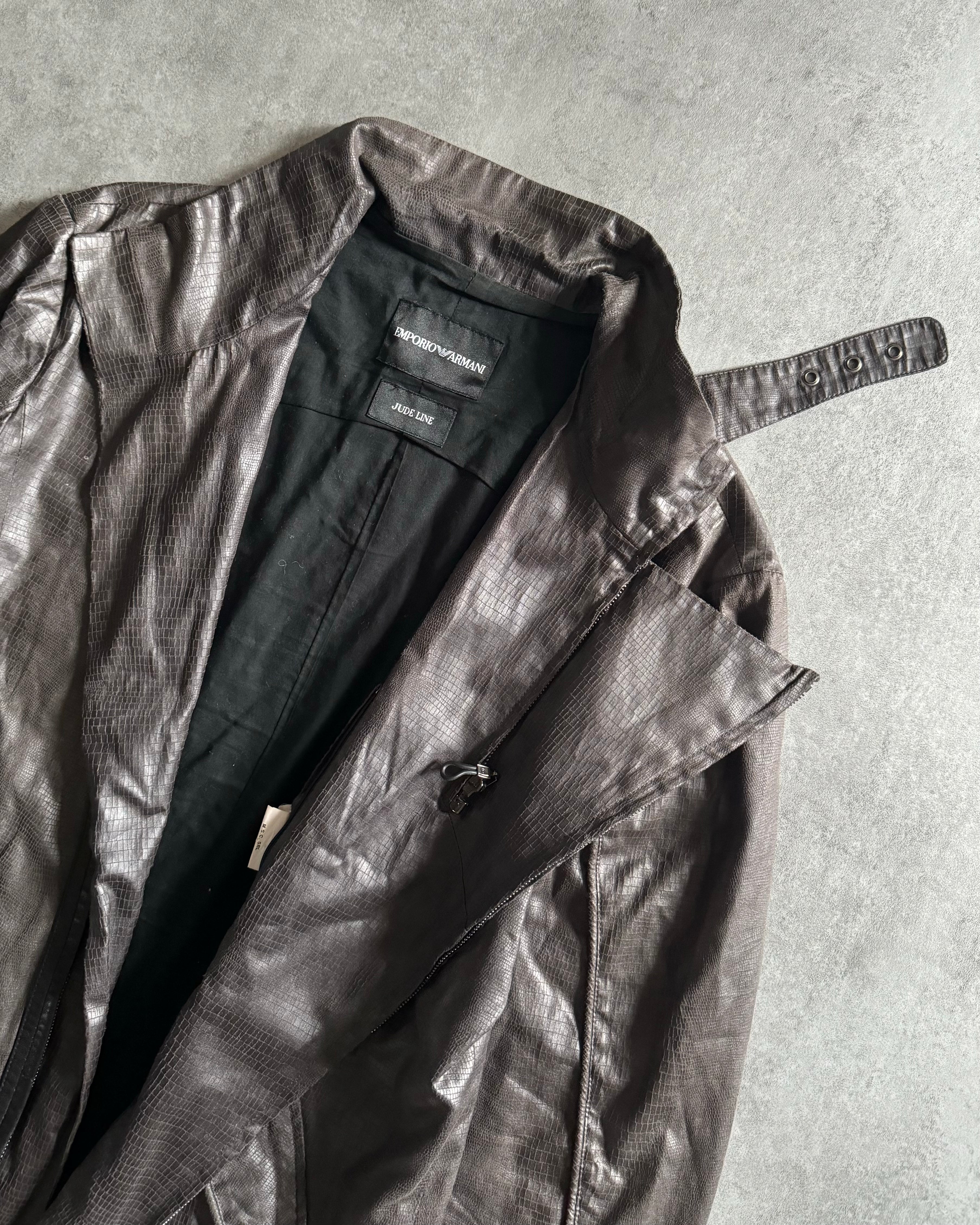 AW2008 Emporio Armani Cracked Asymmetrical Brown Jacket  (M) - 7