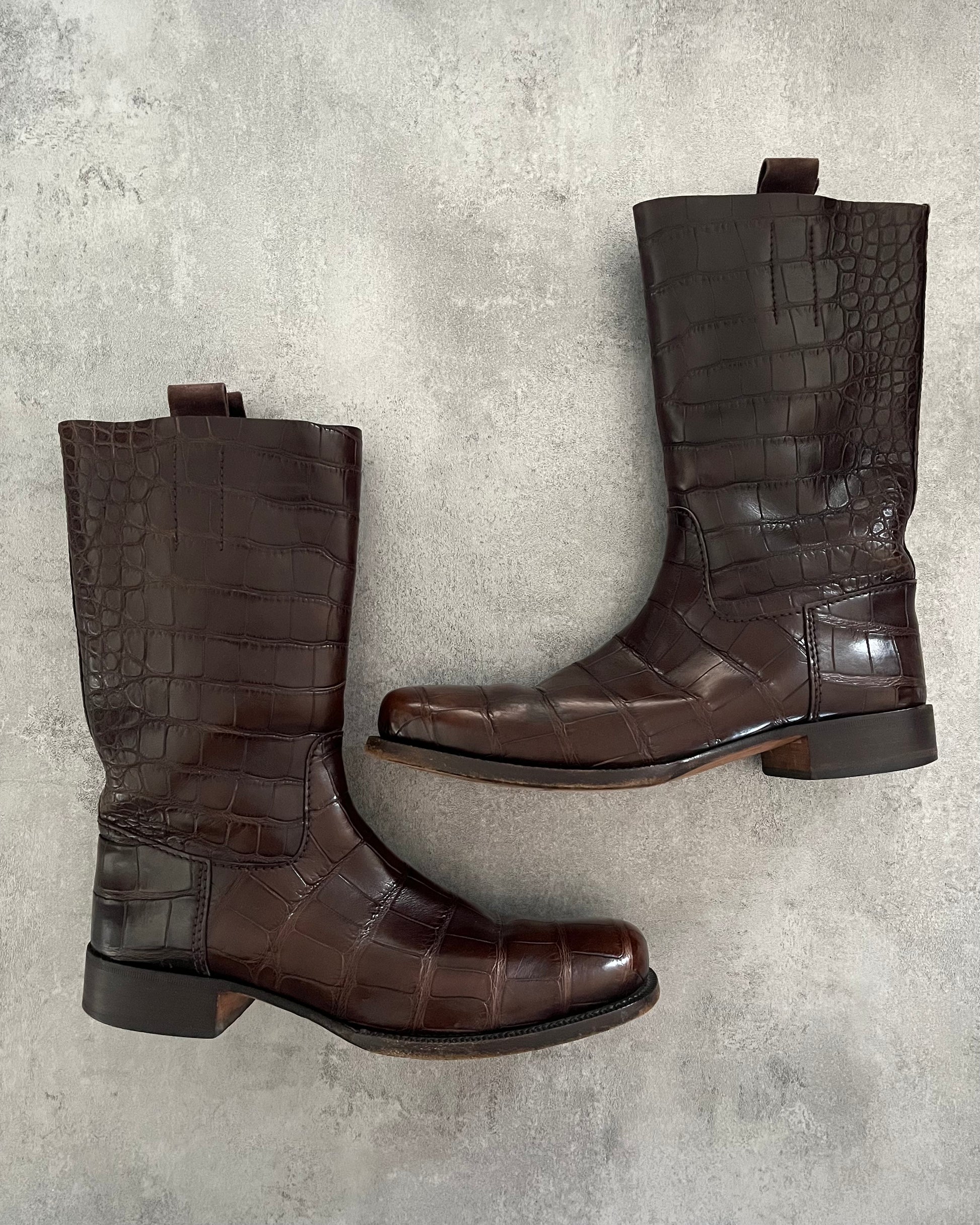Prada Genuine Crocodile Leather Boots  (43) - 2
