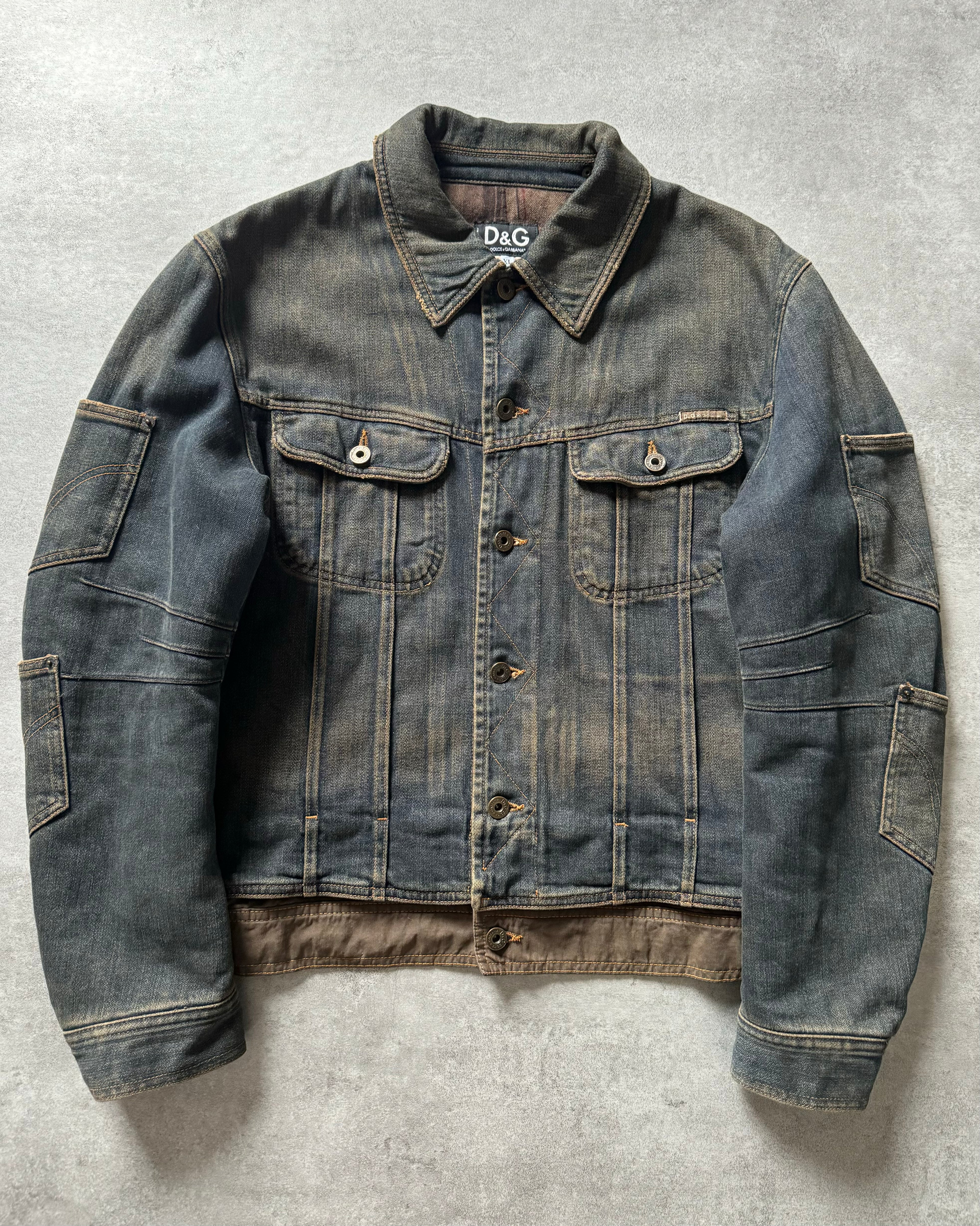AW2003 Dolce & Gabbana Double Waisted multi Pockets Denim Jacket (L) - 1