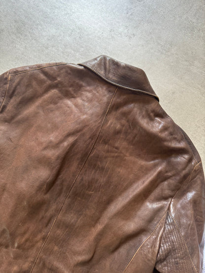 AW2003 Emporio Armani Precious Brown Leather Jacket  (M) - 4