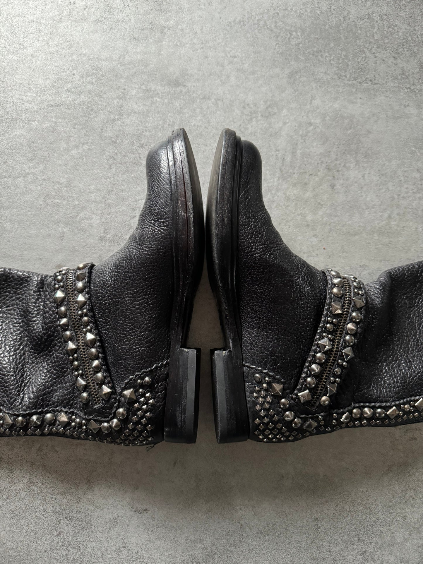 MiuMiu Embelished Eclipse Rocker Leather Boots  (37) - 5