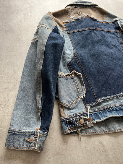 2000s' Dolce & Gabbana Destructured Patchwork Denim Jacket (M/L) (L) - 4