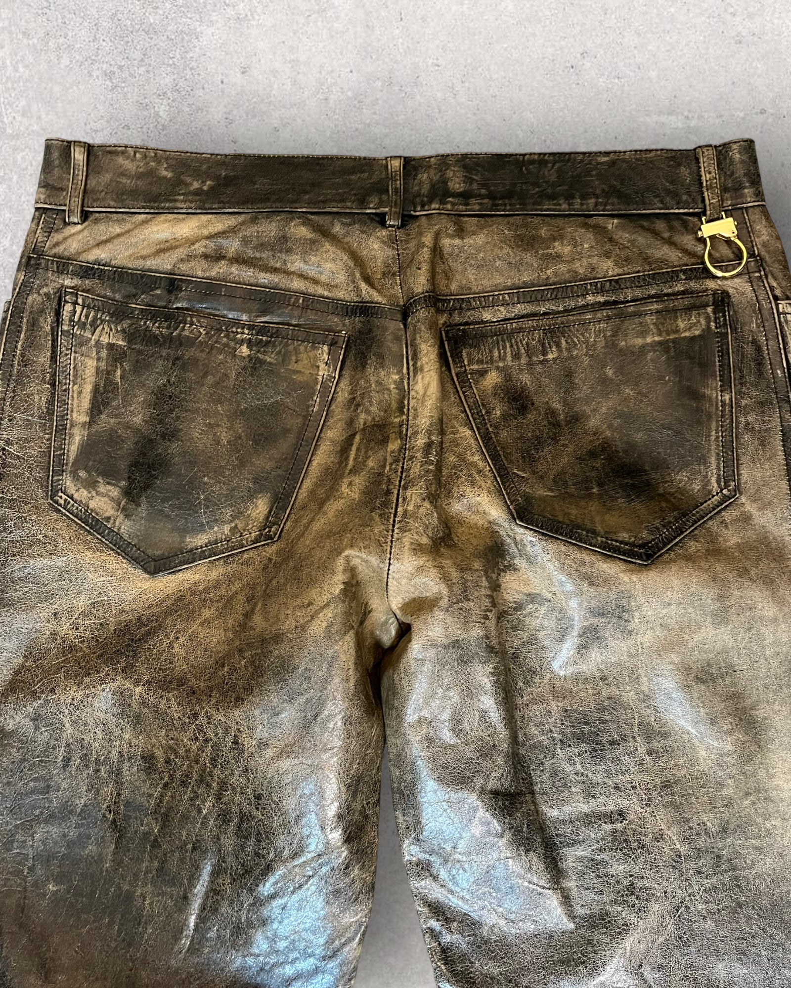 00s Roberto Cavalli ブリガンド マーブルレザーパンツ (L)